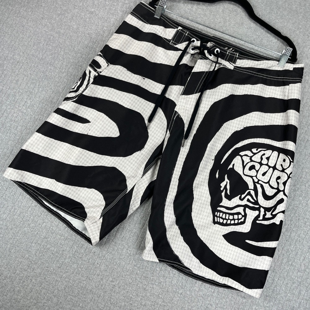 Vintage Rip Curl Boardshorts Men 38 Fits 36 Taylor Knox Skull Zebra Houndstooth